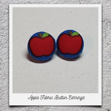 Load image into Gallery viewer, Fabric Button Earrings (click here to see all designs)