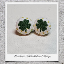 Load image into Gallery viewer, Fabric Button Earrings (click here to see all designs)