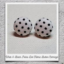 Load image into Gallery viewer, Fabric Button Earrings (click here to see all designs)