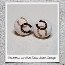 Load image into Gallery viewer, Fabric Button Earrings (click here to see all designs)