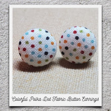 Load image into Gallery viewer, Fabric Button Earrings (click here to see all designs)