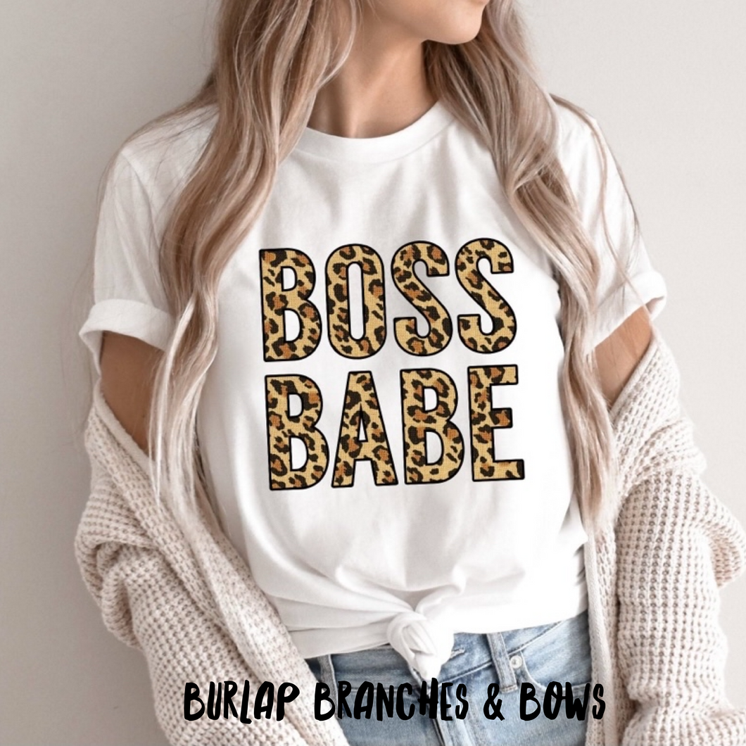 Leopard Letters Boss Babe T-Shirt