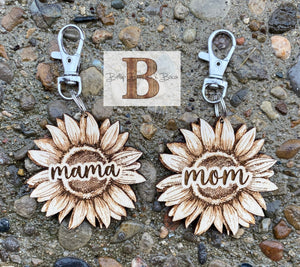 Wooden Mama/Mom Keychain