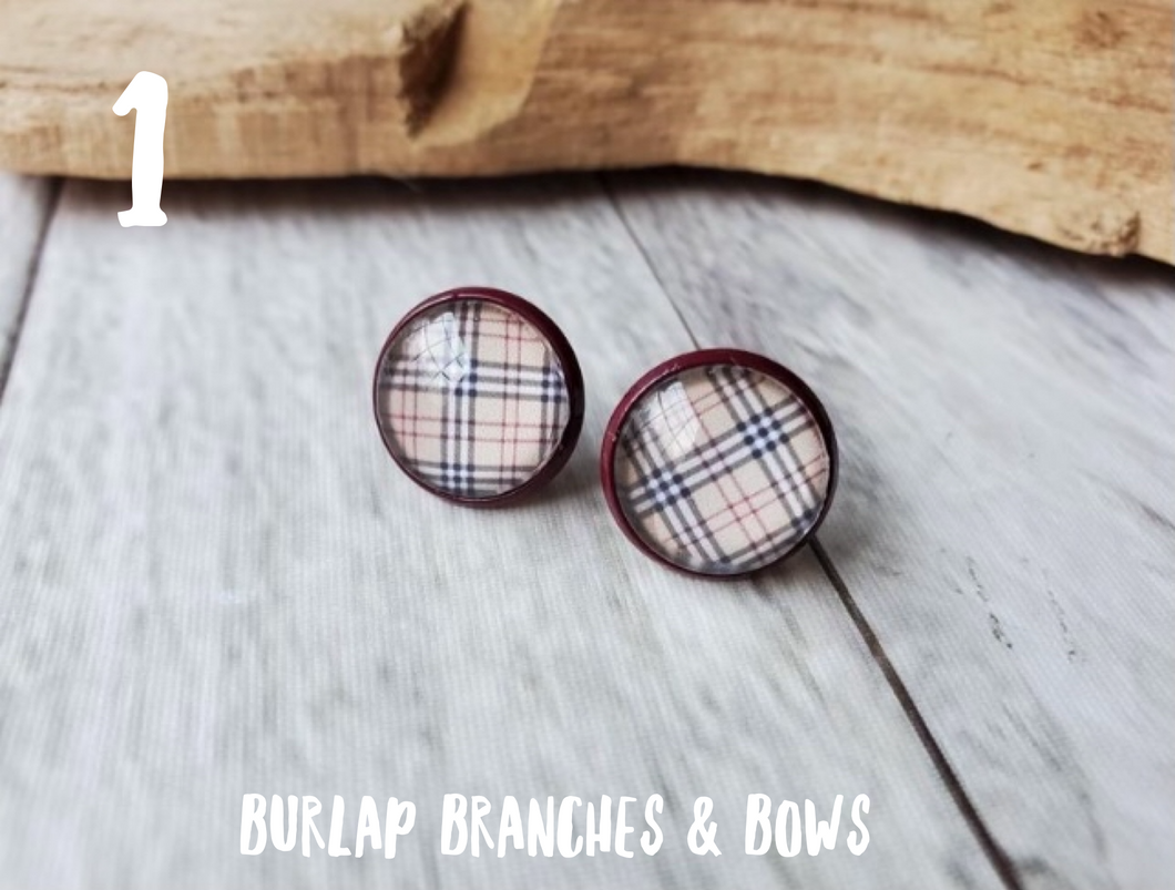 Brown Plaid Earrings (2 Styles)