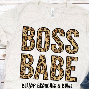 Leopard Letters Boss Babe T-Shirt